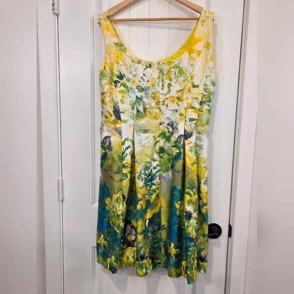 Nine West Floral Sleeveless Pleated  A-Line Midi Dress- Size 16 - Picture 6 of 12